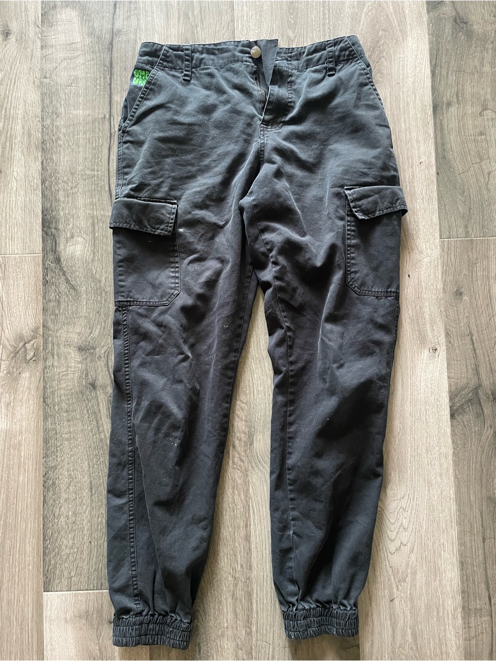 Empyre Black Cargo Jogger Pants with Green Accent